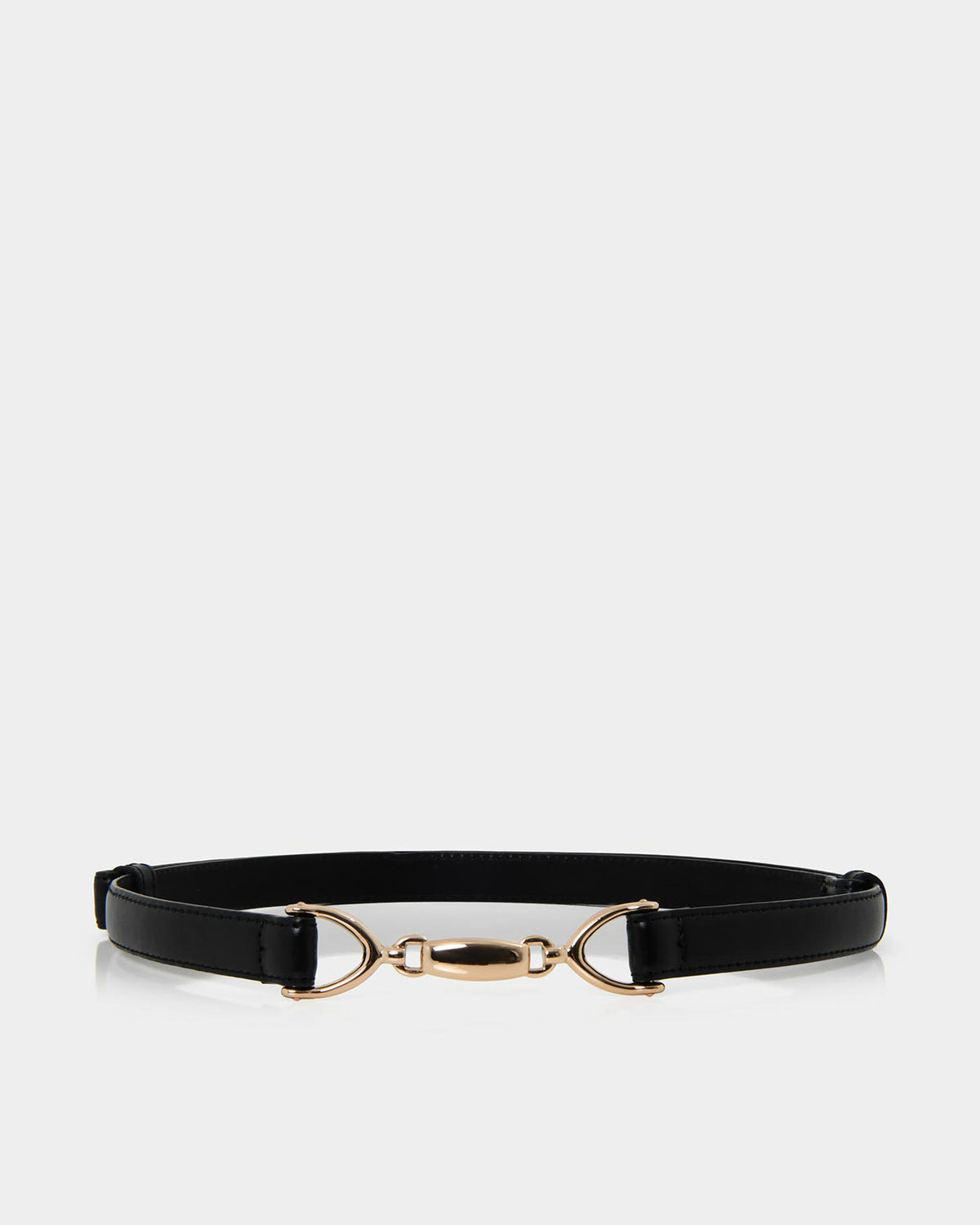 Emeri Leather Adjustable Belt in black silver — product-only view