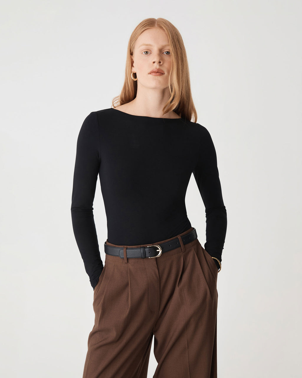 Alina Leather Belt in black — close-up view 2
