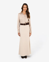 Amalie Suede Belt in brown — full-length view