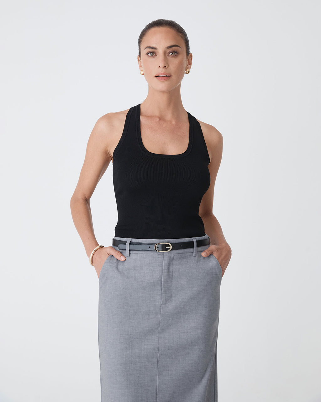 Dana Leather Belt in black — close-up view 2