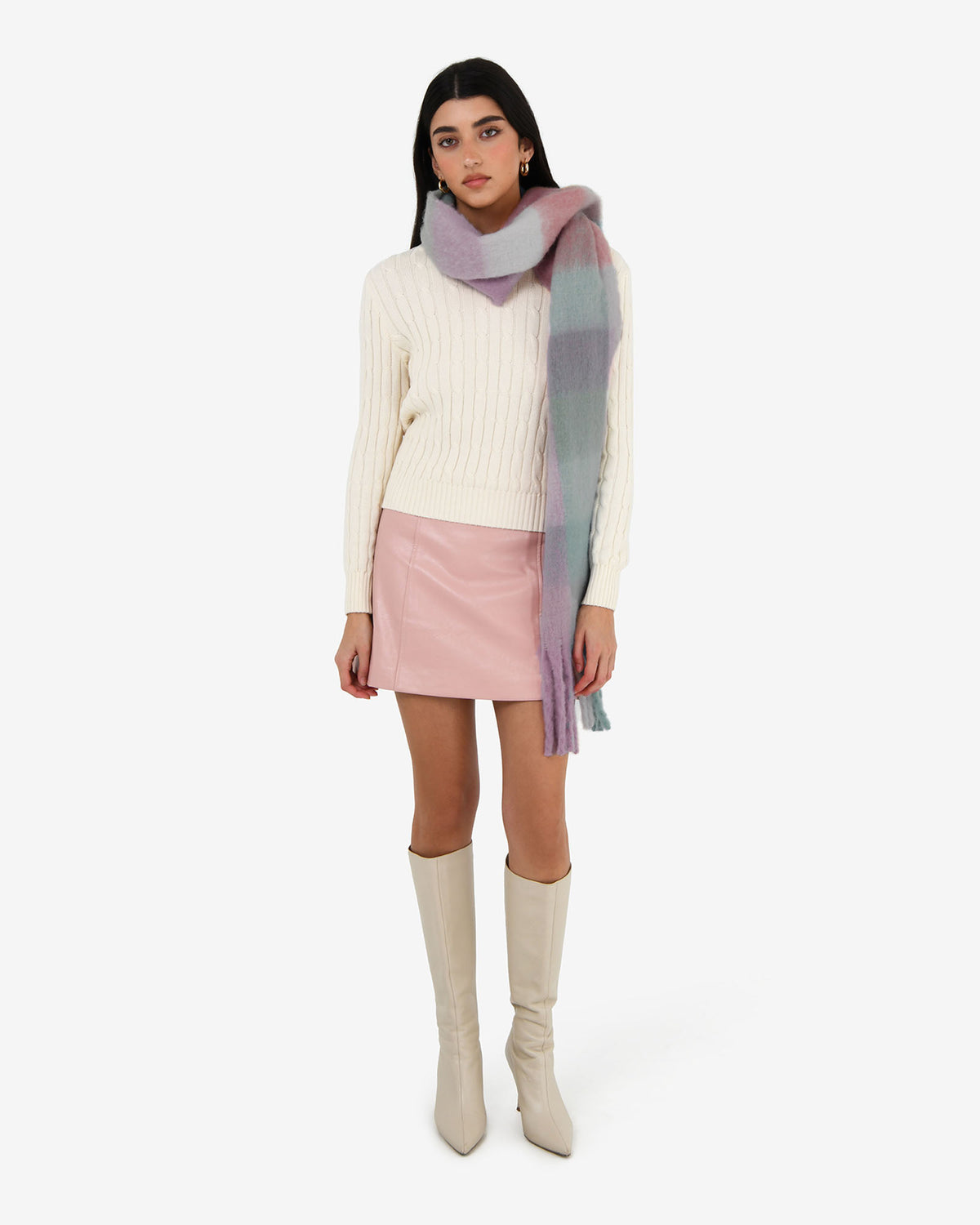 Finnley Checked Scarf in pink multi — view 3