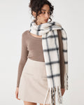 Seville Check Scarf in white black — close-up view