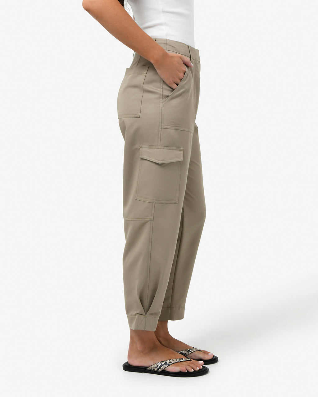 Emiko Cargo Pants in khaki — side view