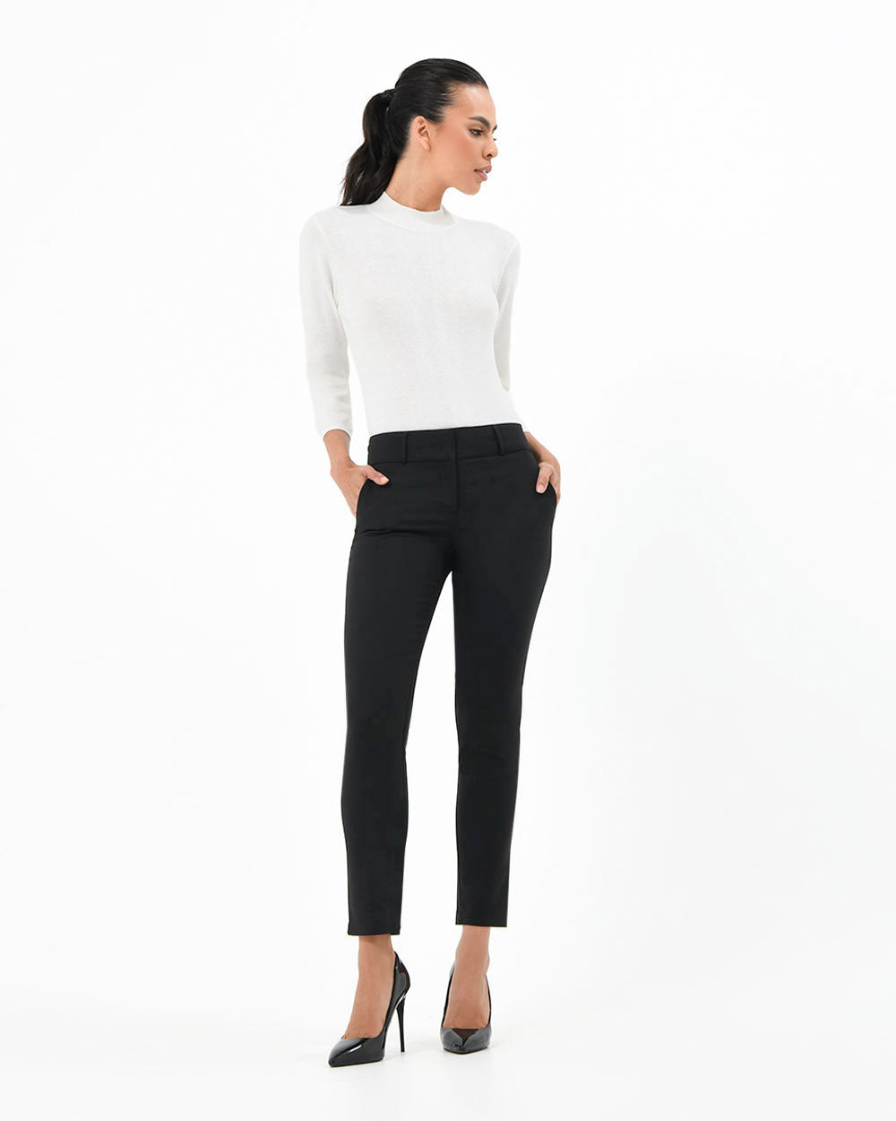 Taylor Slim Pants in black — full-length view 2