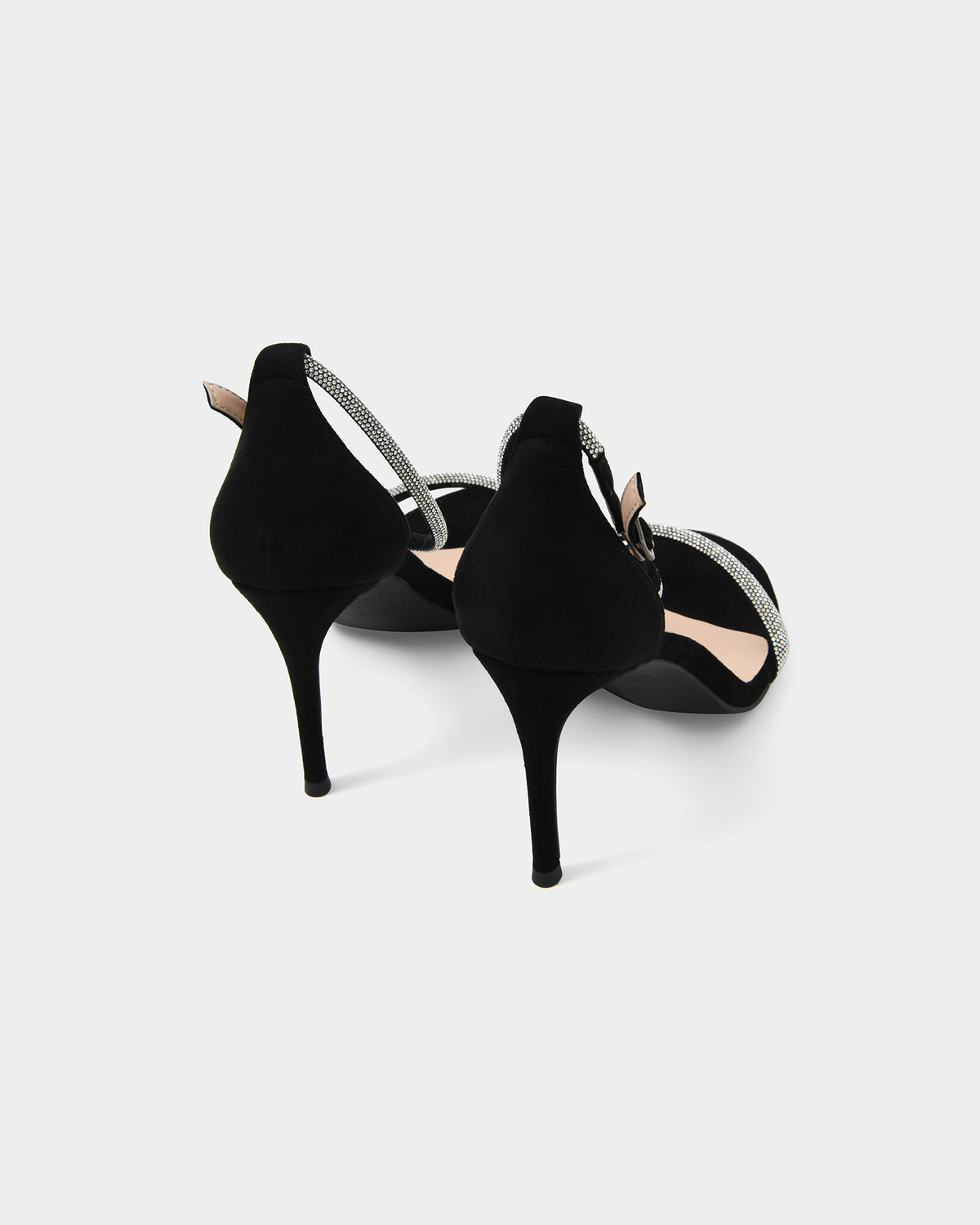 Kendall Crystal Strap Heels in black — view 4