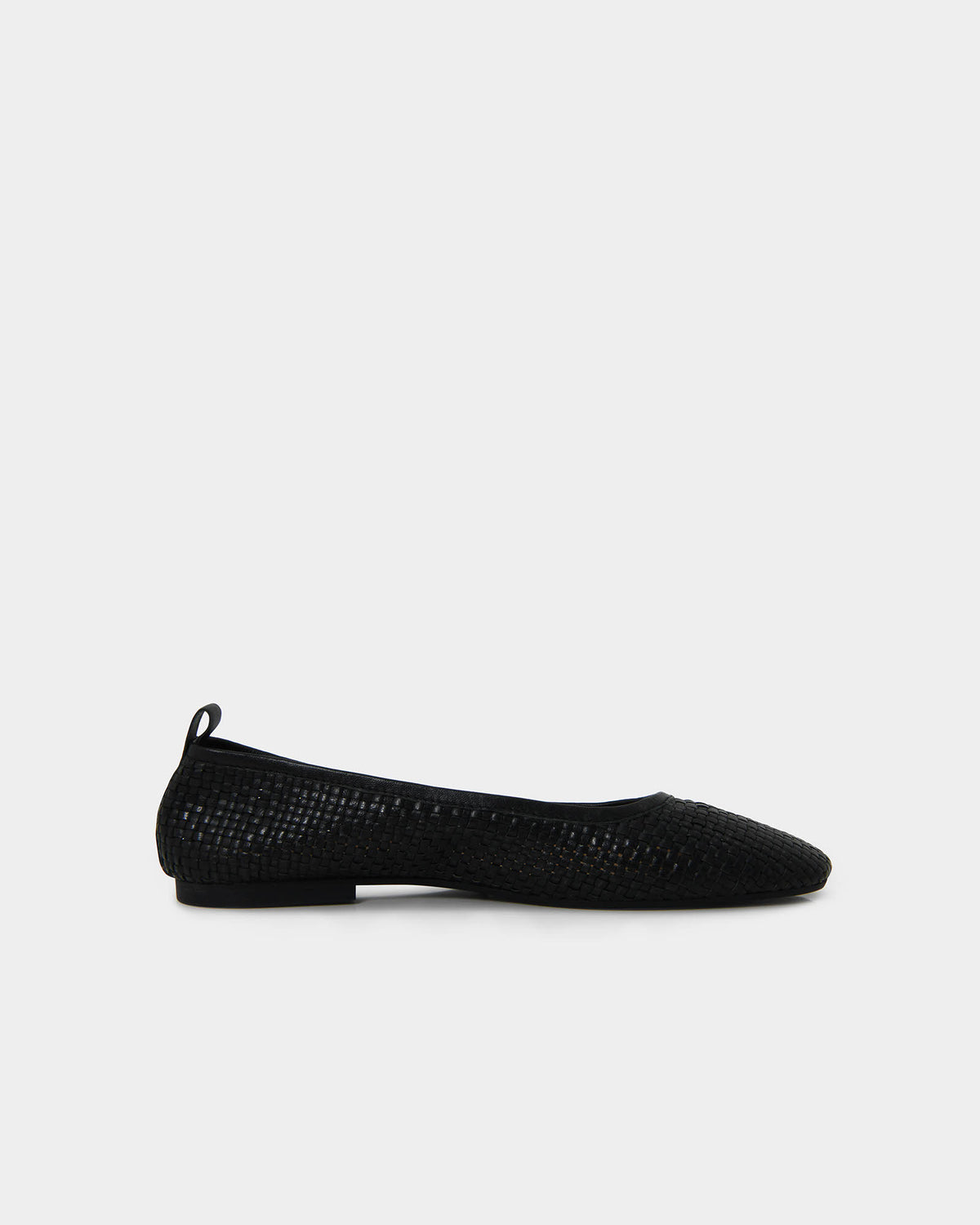 Halina Leather Weave Flat in black — side view