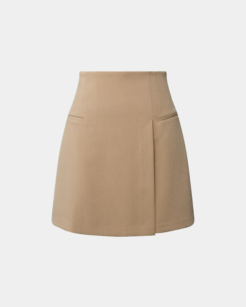 Nikki Mini Wrap Skirt in warm taupe — product-only view