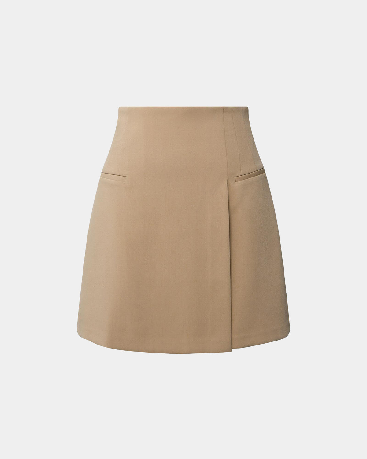 Nikki Mini Wrap Skirt in warm taupe — product-only view